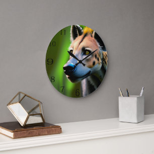 Spotted Stalking Hyena Watching His Prey, Large Clock