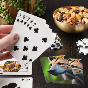 Spotted Stalking Hyena Watching His Prey, Playing Cards