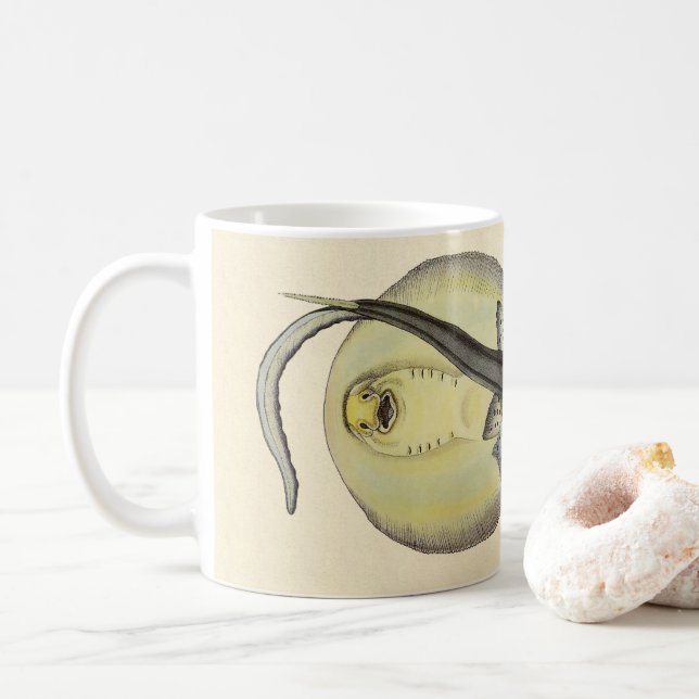 Spotted Stingrays, Vintage Marine Ocean Animals Coffee Mug (With Donut)