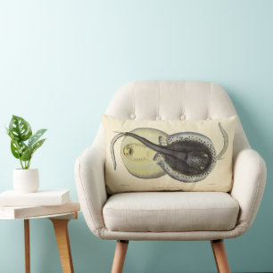 Spotted Stingrays, Vintage Marine Ocean Animals Lumbar Cushion