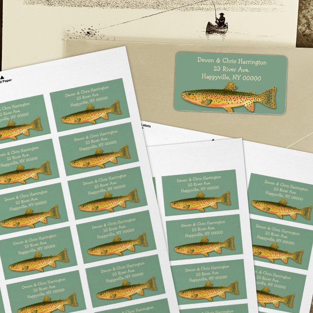 Spotted Trout Fisherman Fishing Address Label (Creator Uploaded)