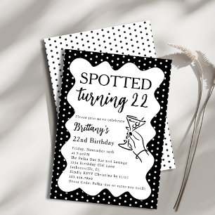 Spotted Turning 22 Polka Dot 22nd Birthday Party Invitation