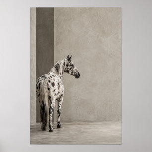Spotted White Horse Minimalist Equestrian Portrait Poster