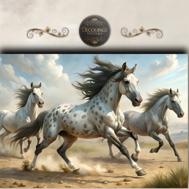 Spotted Wild Horses Art Decoupage Tissue Paper (Spotted Wild Horses Art Decoupage Tissue Paper)