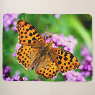 SPOTTED YELLOW BUTTERFLY SHERPA BLANKET