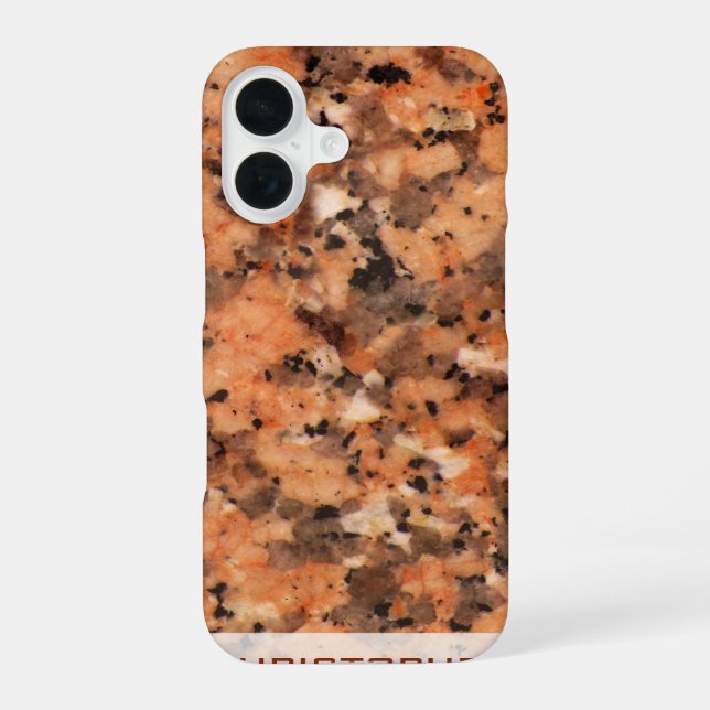 Spottet Rock Structure Dotted Pattern with Name iPhone 16 Case (Back)