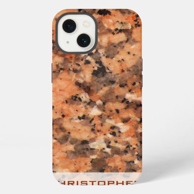 Spottet Rock Structure Dotted Pattern with Name iPhone Case (Back)
