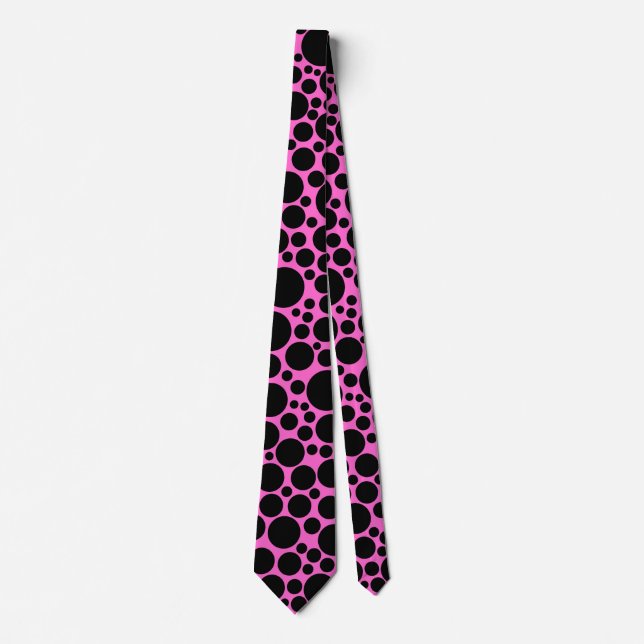 Spotty - Black on Pink (FF66CC) Tie (Front)