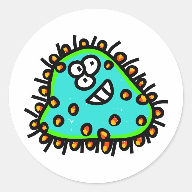 Spotty Cartoon Germ Classic Round Sticker (Front)