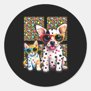 Spotty Cute Baby Dot Day Cat Lover Classic Round Sticker
