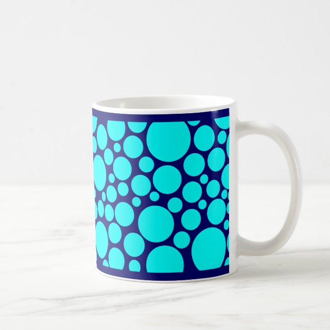 Spotty Cyan on Dark Blue Coffee Mug (Right)