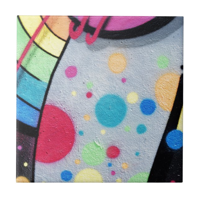 spotty graffiti ceramic tile (Front)