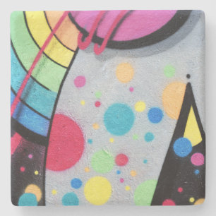 spotty graffiti stone coaster