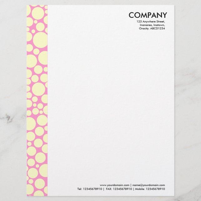 Spotty Margin - Cream on Pink Customized Letterhead (Front)
