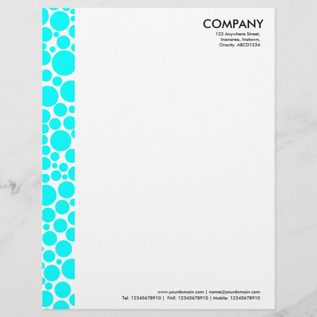 Spotty Margin - Cyan Customised Letterhead (Front)