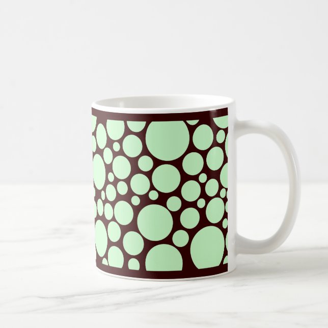 Spotty Pale Green on Dark Brown Coffee Mug (Right)