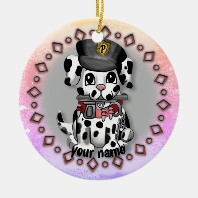 Spotty Police Dog  ornament  (Front)