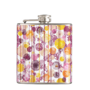 Spotty Striped White Pattern Hip Flask