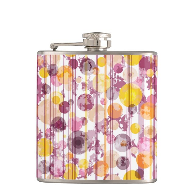 Spotty Striped White Pattern Hip Flask (Front)