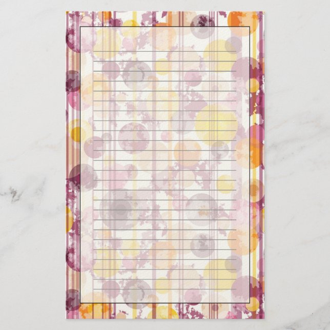 Spotty Striped White Pattern Stationery (Front)