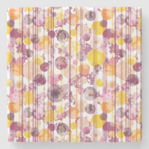 Spotty Striped White Pattern Stone Coaster