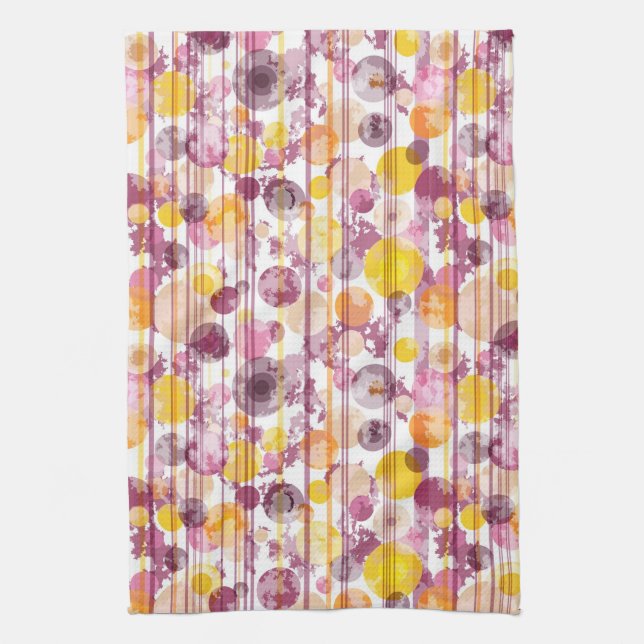 Spotty Striped White Pattern Tea Towel (Vertical)
