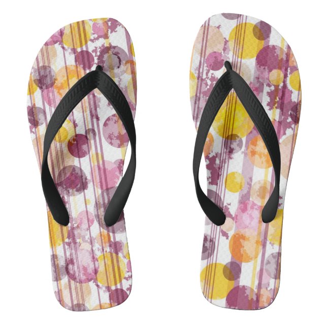 Spotty Striped White Pattern Thongs (Footbed)