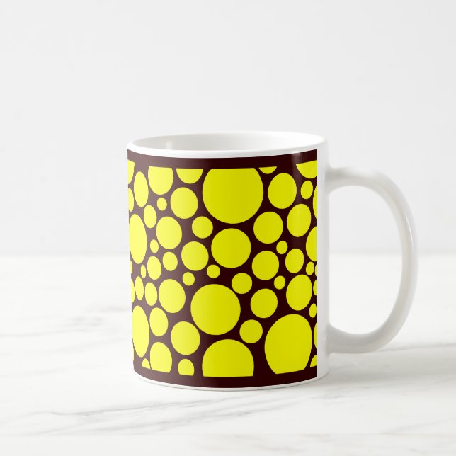 Spotty Yellow on Dark Brown Coffee Mug (Right)