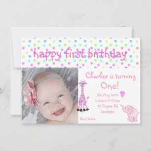 spotty zoo party invite pink