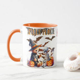 Spouky Pookie Cute Halloween Teddy bear & Skeleton Mug