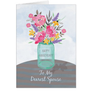 Spouse Anniversary Jar Vase with Flowers