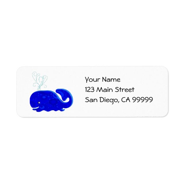 Spouting Blue Whale Return Address Label (Front)
