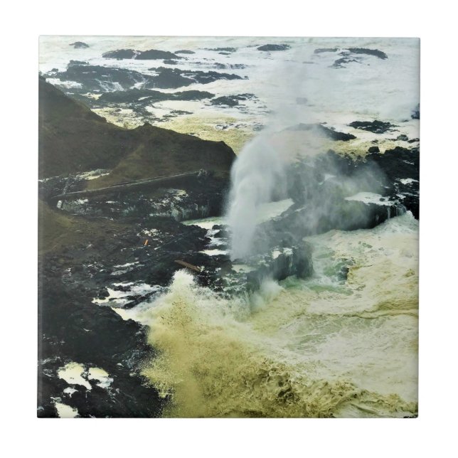 Spouting Horn, Cape Perpetua, Oregon Coast Ceramic Tile (Front)