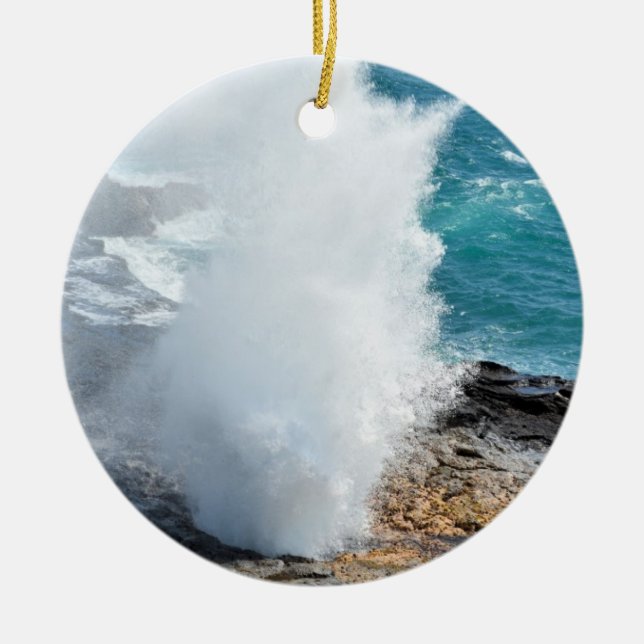 Spouting Horn in Kauai, Hawaii Ceramic Ornament (Front)