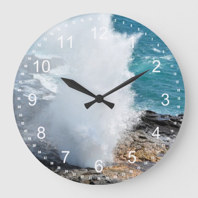 Spouting Horn in Kauai, Hawaii Large Clock (Front)