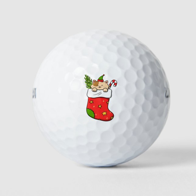 Sppoky halloween cat stocking golf balls (Front)