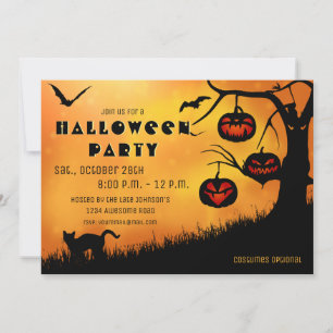 Sppoky Halloween Jack 'o lantern Tree Invitation