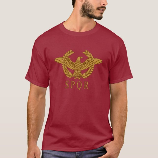SPQR Eagle Laurel Gold Dark T-Shirt (Front)