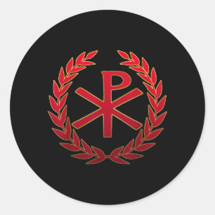 SPQR Roman Empire Red Chi Rho Symbol Classic Round Sticker