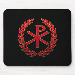 SPQR Roman Empire Red Chi Rho Symbol Mouse Pad