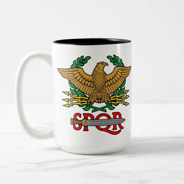SPQR Senatus Populusque Romanus Two-Tone Coffee Mug (Left)