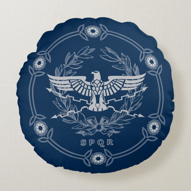 SPQR The Roman Empire Emblem Throw Pillow. Round Cushion (Front)