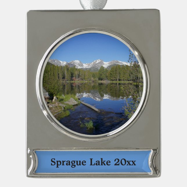 Sprague Lake II at Rocky Mountain National Park Silver Plated Banner Ornament (Front)