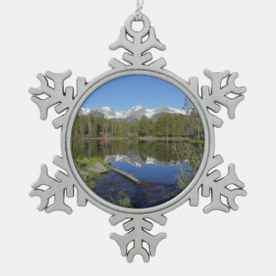 Sprague Lake II at Rocky Mountain National Park Snowflake Pewter Christmas Ornament