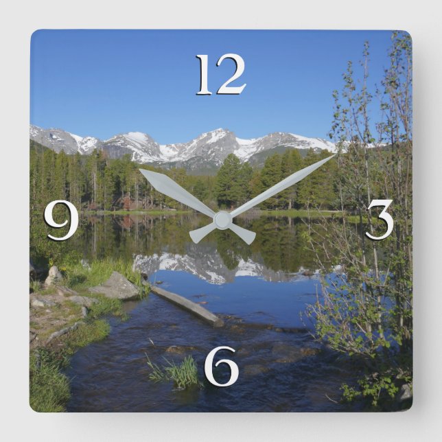 Sprague Lake II at Rocky Mountain National Park Square Wall Clock (Front)