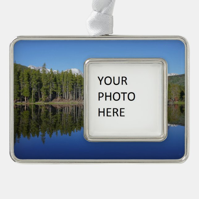 Sprague Lake Reflection Silver Plated Framed Ornament (Front)