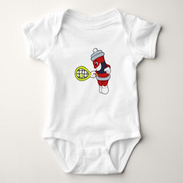Spray at Tennis with Tennis racket Baby Bodysuit (Front)