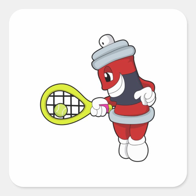 Spray at Tennis with Tennis racket Square Sticker (Front)