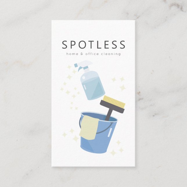 Spray Bottle & Bucket Cleaning Service Maid Busine Business Card (Front)
