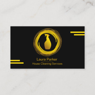 Spray Bottle Cleaning Service Home Gold Business Card